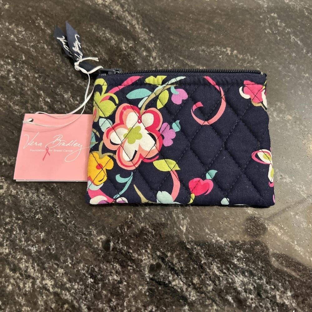 NWT Vera Bradley Coin Purse Ribbons Archived Pattern 2012 Black Multi